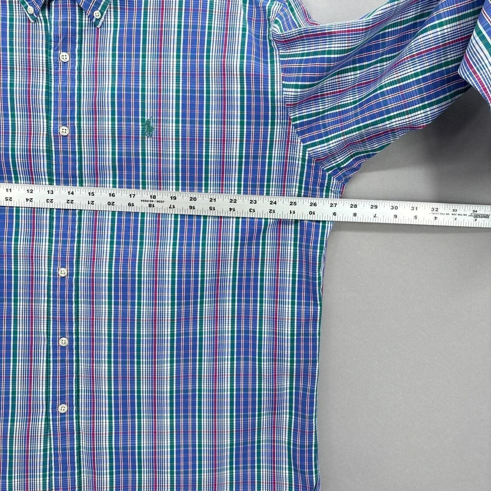 Polo Ralph Lauren Shirt Mens XL‎ Blue Pink Plaid Button Up Tartan Blake Vintage